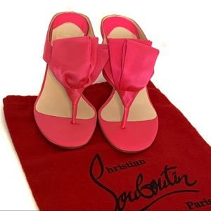 Christian Louboutin En Vol Crepe Satin Shoes NWOB Hot Pink
